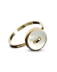 anello oro giallo bottoncino madreperla bianca made in italy
