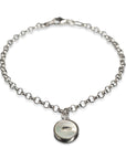 bracciale catenina argento piccolo ciondolo bottoncino madreperla bianca made in italy