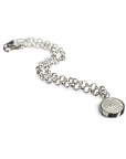 bracciale catenina argento piccolo ciondolo bottoncino madreperla bianca made in italy