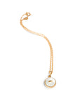 bracciale catenina oro giallo piccolo ciondolo bottoncino madreperla bianca made in italy
