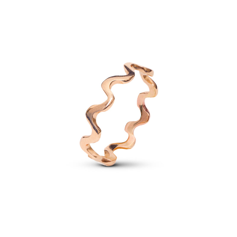 sottile anello oro rosa piccole onde fatto a mano italia