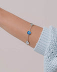 bracciale argento catenina cinque bottoncini madreperla blu azzurra bianca made in italy