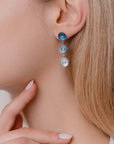 orecchini pendenti argento tre bottoncini madreperla azzurra turchese blu made in italy